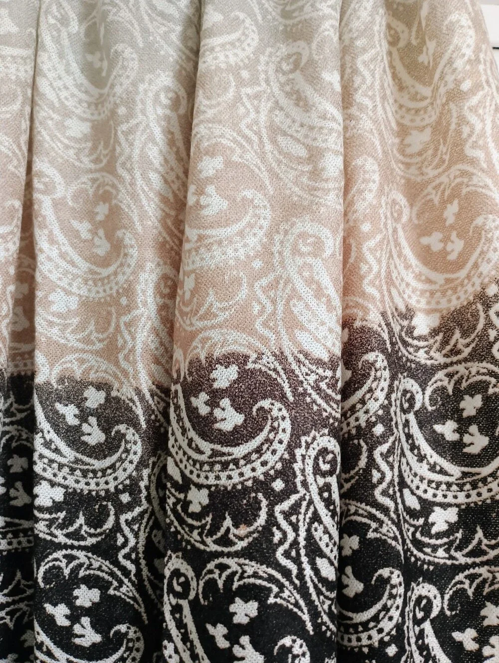 Cream, Tan, Brown & Black Long Paisley Scarf (72